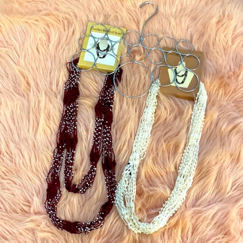 Pearl Beaded Accent Scarves Bundle With Multiple Ways To Wear Them NEW!